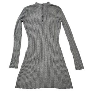BB Dakota Steve Madden Grey Ribbed Cable Knit Mini‎ Sweater Dress Medium Y2K